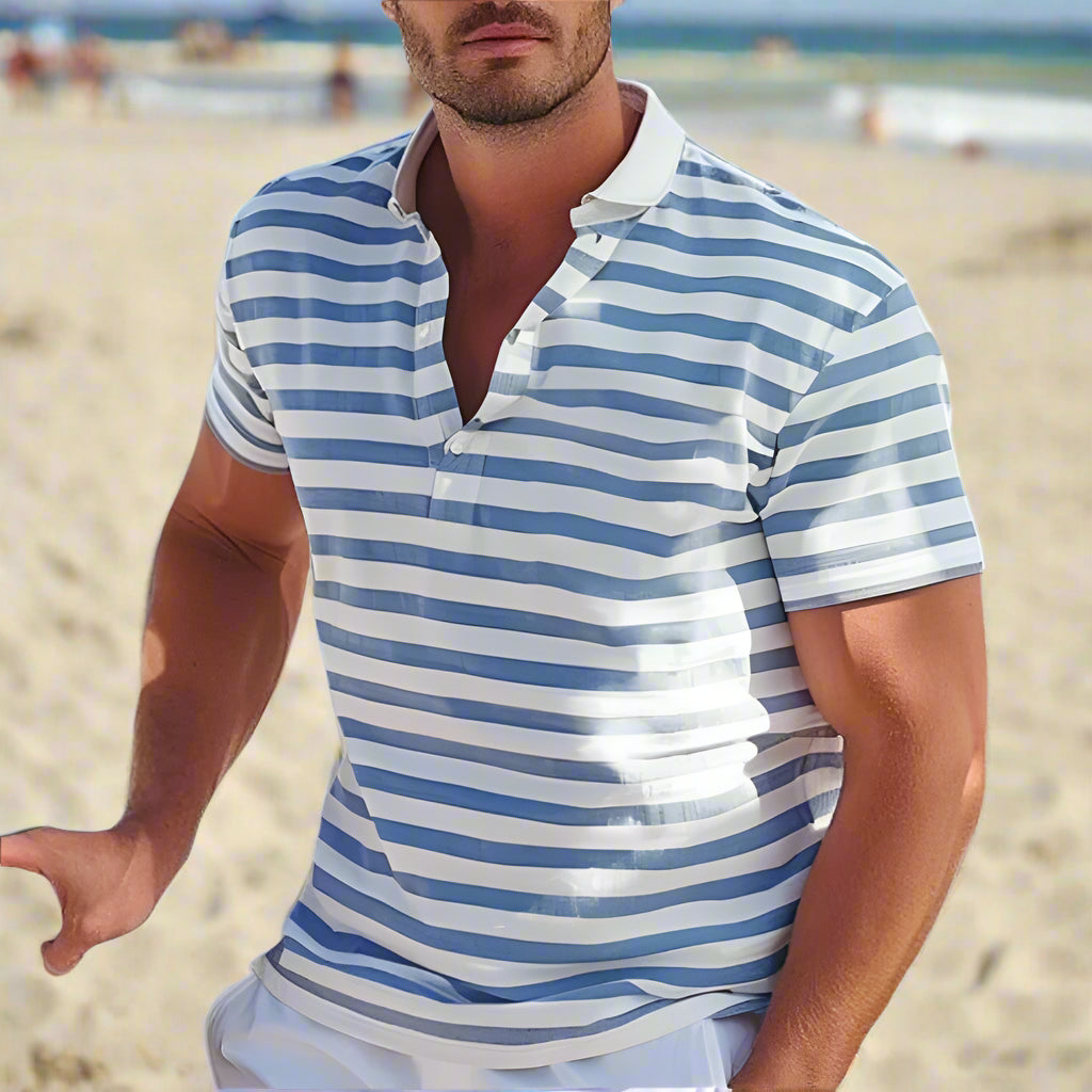 men's retro striped pique polo shirt – Aurum De London