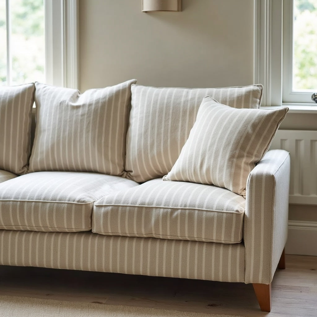 Wexford Three Seat Sofa – Woven Stripe detail 5 – Aurum De London