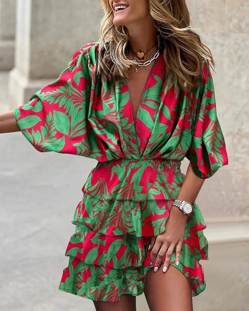 floral print tiered wrap dress – Aurum De London