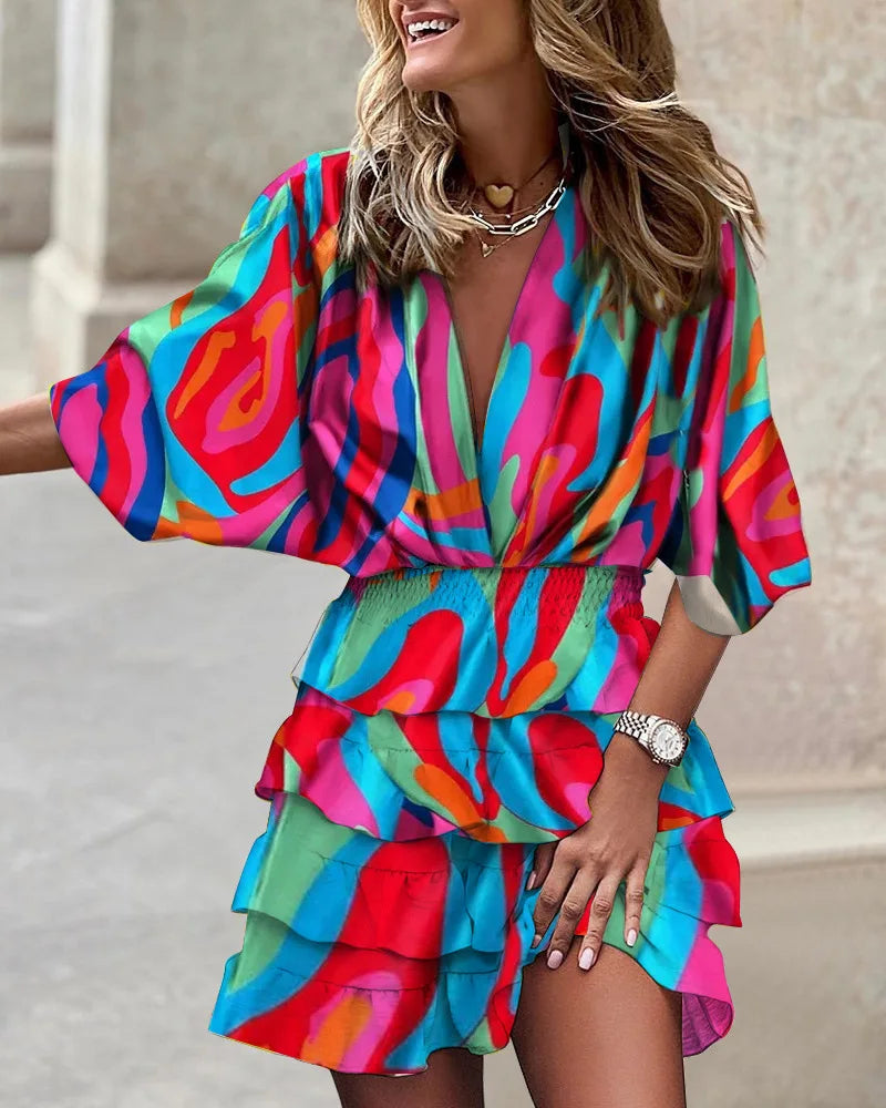 floral print tiered wrap dress – view 4 – Aurum De London