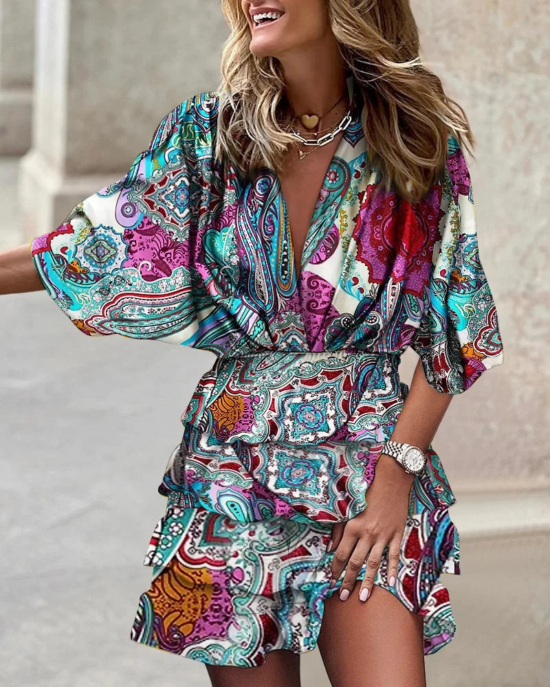 floral print tiered wrap dress – view 5 – Aurum De London