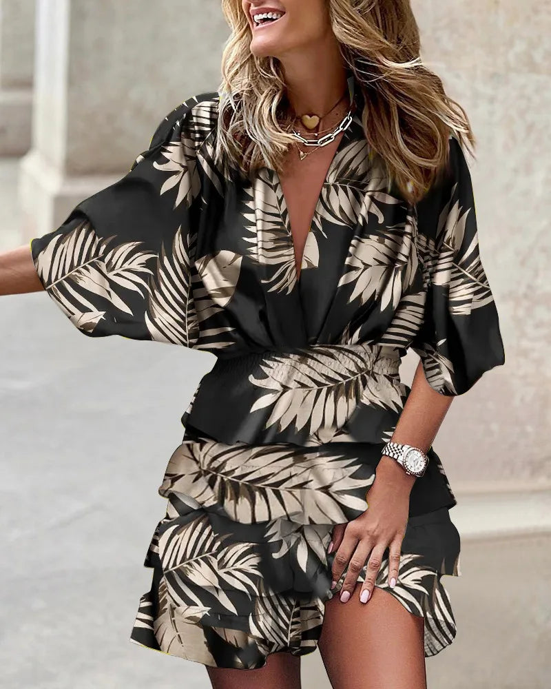 floral print tiered wrap dress – view 6 – Aurum De London