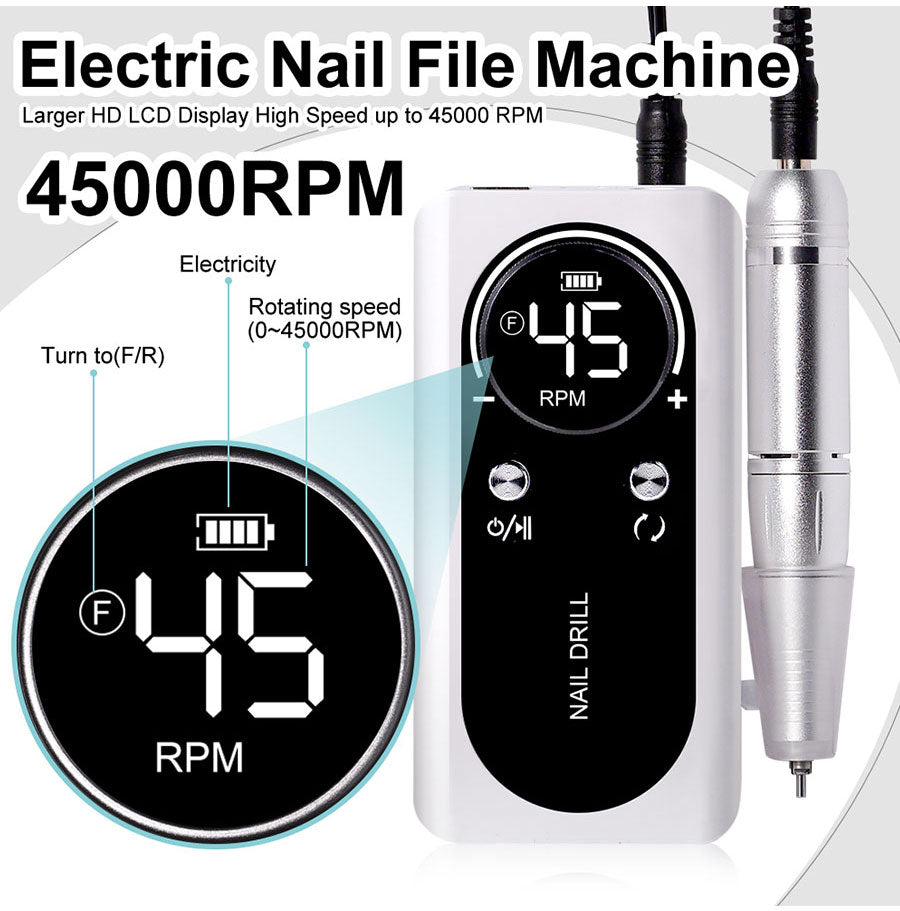 rechargeable electric nail drill, 45,000 rpm – Aurum De London