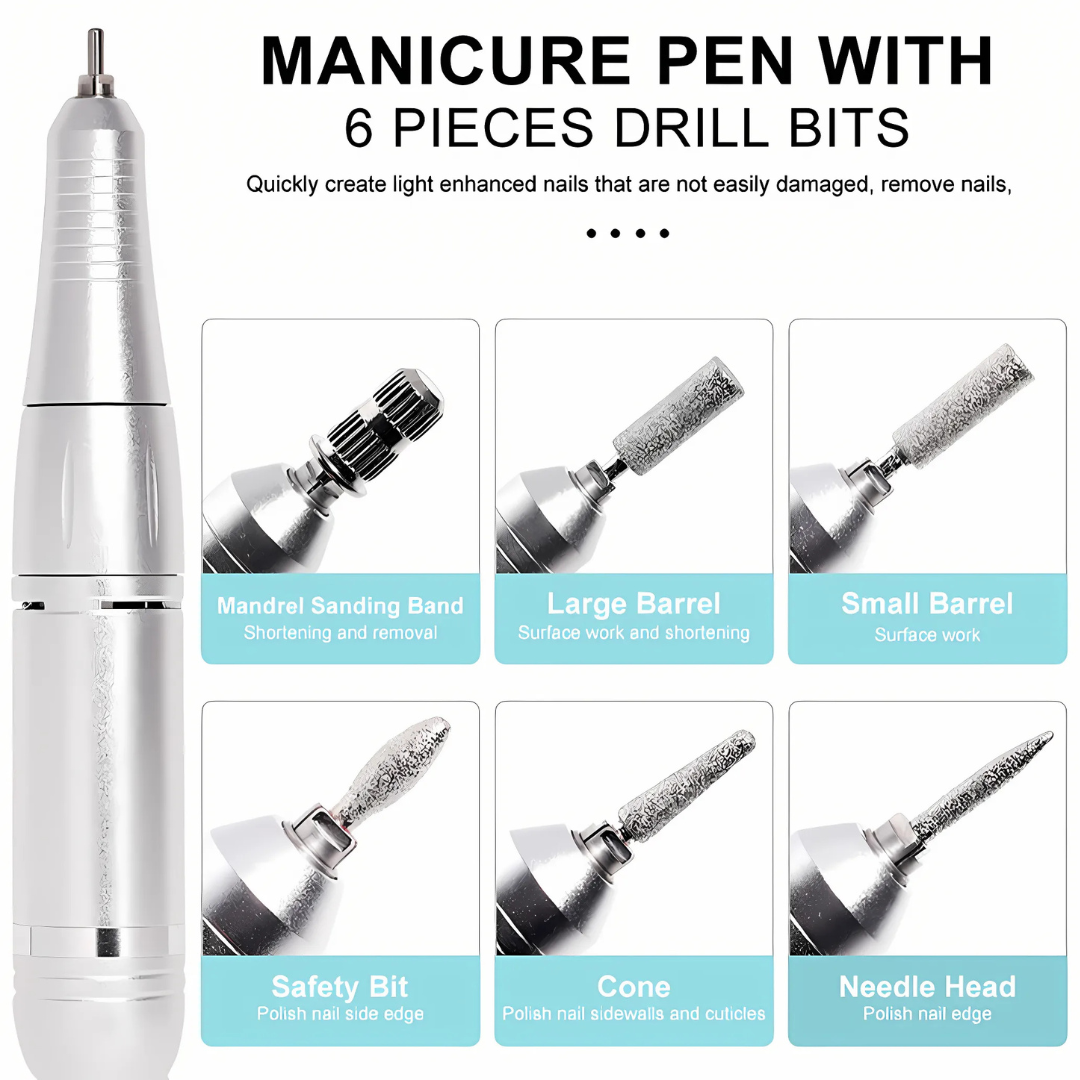 rechargeable electric nail drill, 45,000 rpm – view 4 – Aurum De London