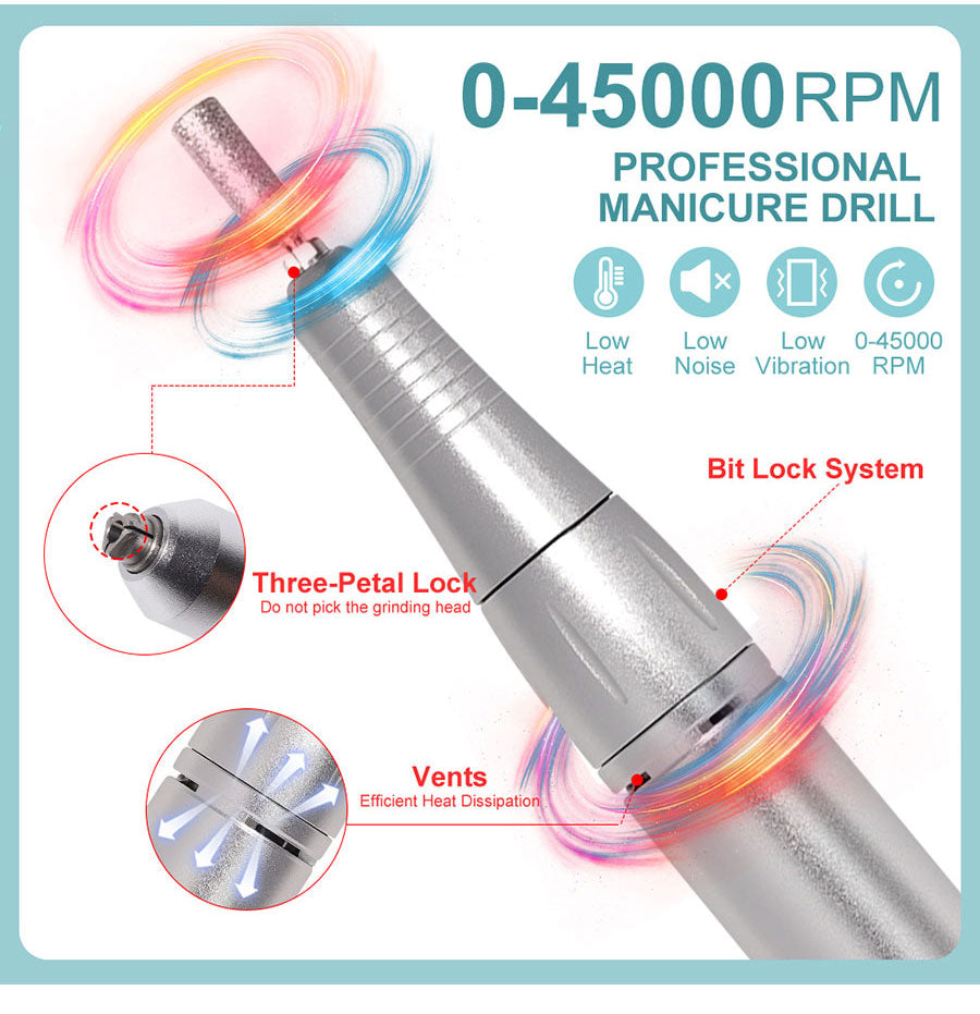 rechargeable electric nail drill, 45,000 rpm – view 9 – Aurum De London