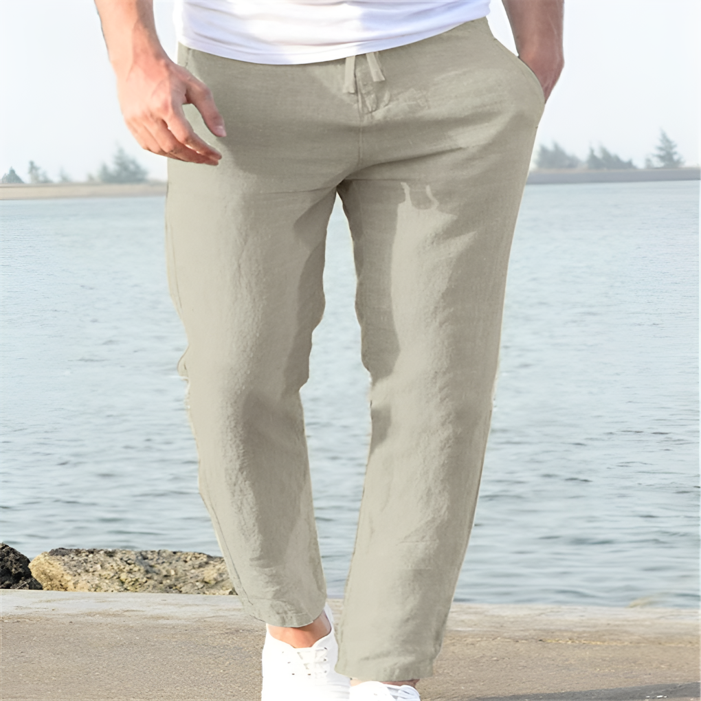 men's casual linen trousers – view 2 – Aurum De London