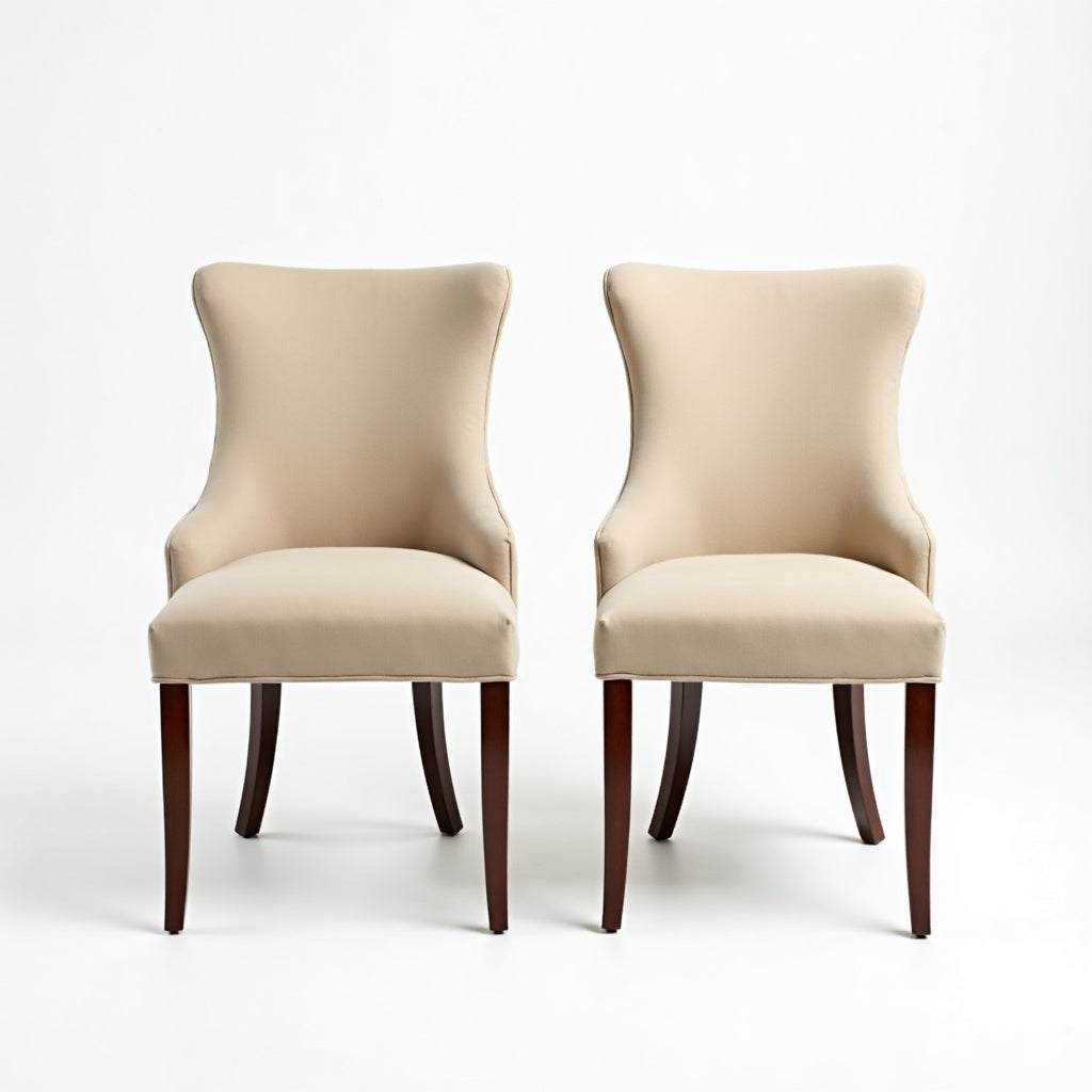 Braemar Set of 2 Chenille Dining Chairs – Natural – Aurum De London
