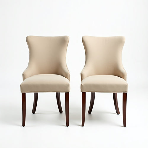 Braemar Set of 2 Chenille Dining Chairs – Natural – Aurum De London