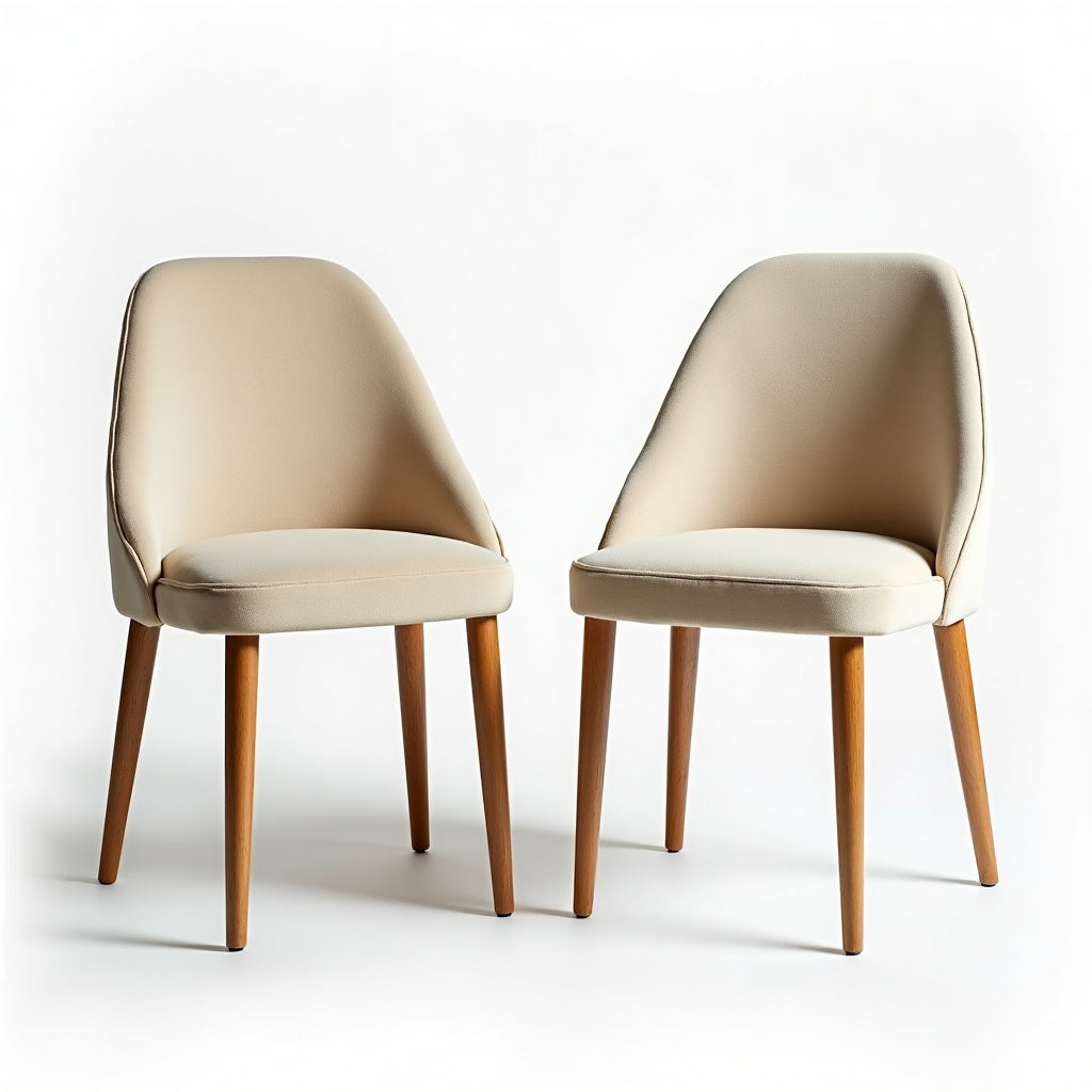 Braemar Set of 2 Chenille Dining Chairs – Natural detail 2 – Aurum De London