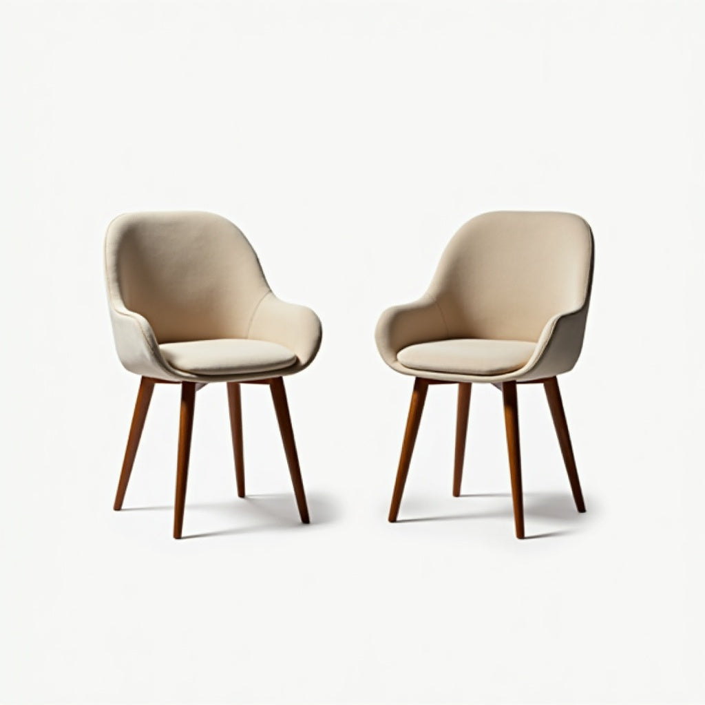 Braemar Set of 2 Chenille Dining Chairs – Natural detail 3 – Aurum De London