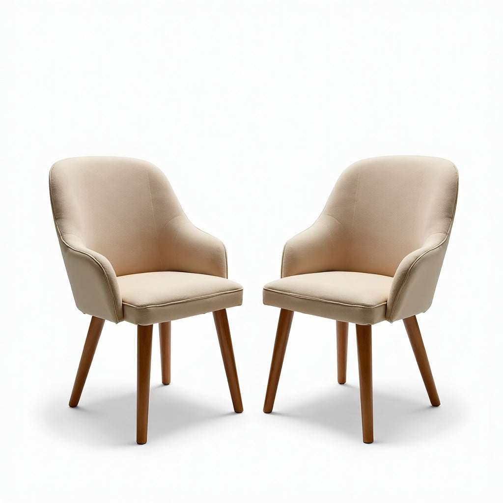 Braemar Set of 2 Chenille Dining Chairs – Natural detail 4 – Aurum De London