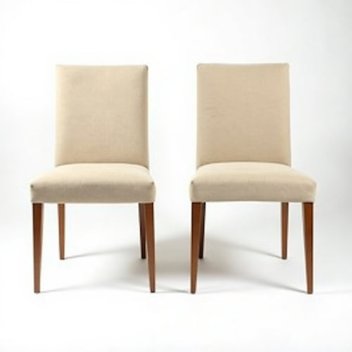 Calder Set of 2 Chenille Dining Chairs – Light Natural – Aurum De London