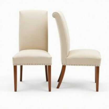 Calder Set of 2 Chenille Dining Chairs – Light Natural detail 3 – Aurum De London