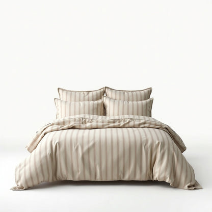 Elmsworth Yarn Dyed Stripe Duvet Cover Set – Natural – Aurum De London