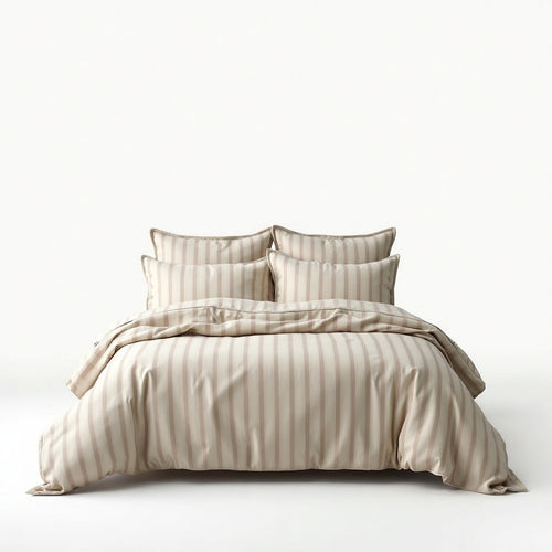 Elmsworth Yarn Dyed Stripe Duvet Cover Set – Natural – Aurum De London