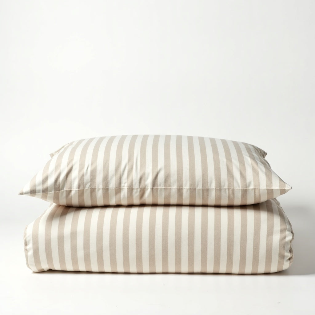 Elmsworth Yarn Dyed Stripe Duvet Cover Set – Natural detail 4 – Aurum De London