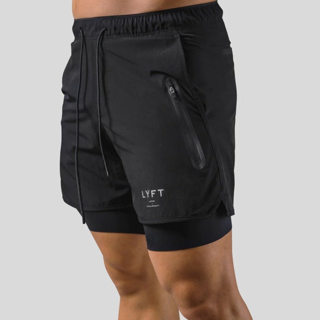 men's 2-in-1 compression sport and training shorts – view 2 – Aurum De London