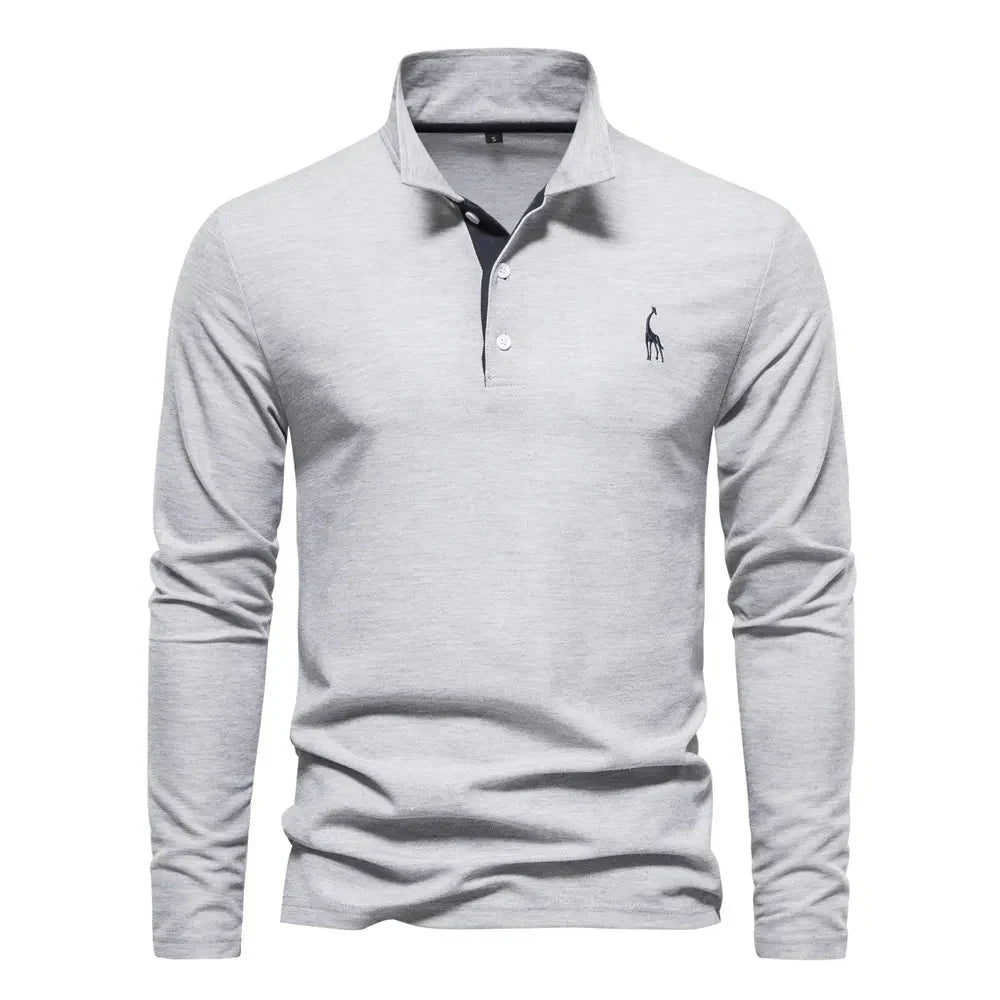 men's long-sleeve ribbed polo shirt – Aurum De London