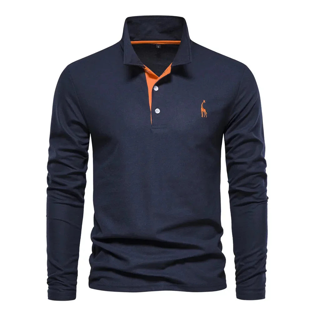 men's long-sleeve ribbed polo shirt – view 2 – Aurum De London