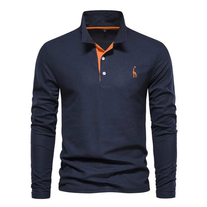 men's long-sleeve ribbed polo shirt – view 2 – Aurum De London