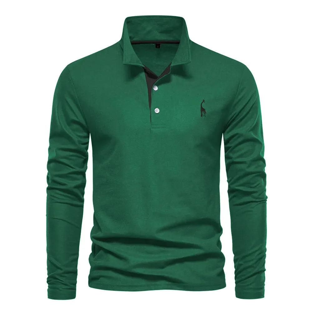men's long-sleeve ribbed polo shirt – view 4 – Aurum De London