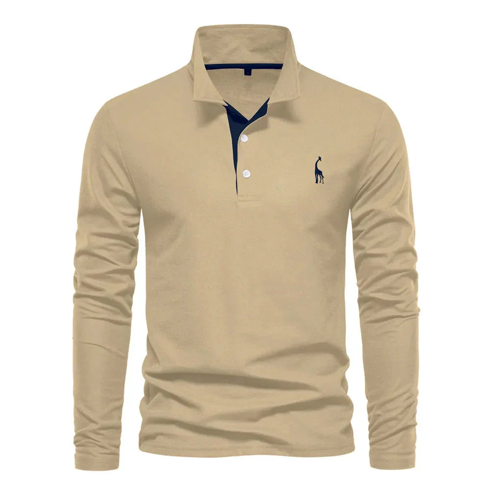 men's long-sleeve ribbed polo shirt – view 5 – Aurum De London