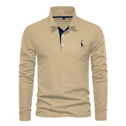 men's long-sleeve ribbed polo shirt – view 5 – Aurum De London