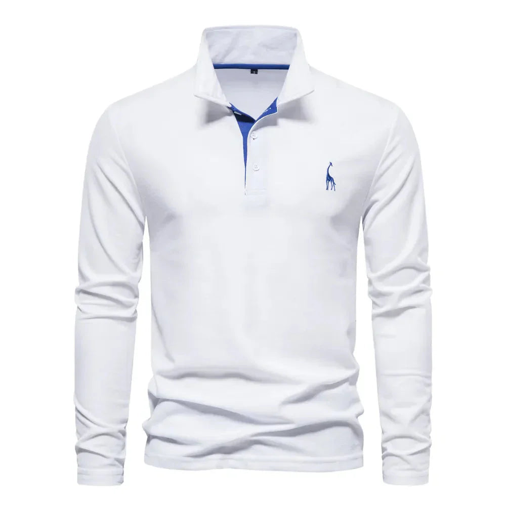 men's long-sleeve ribbed polo shirt – view 6 – Aurum De London