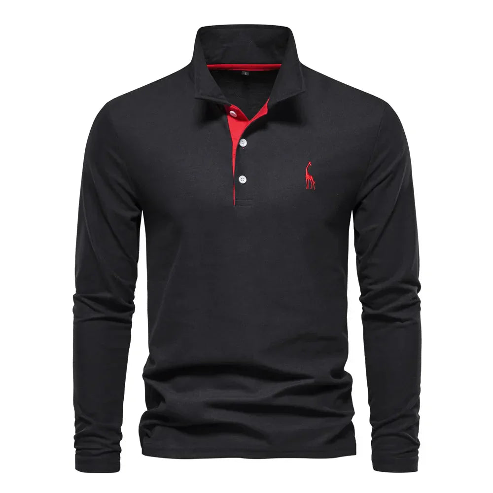 men's long-sleeve ribbed polo shirt – view 7 – Aurum De London