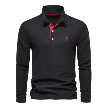men's long-sleeve ribbed polo shirt – view 7 – Aurum De London