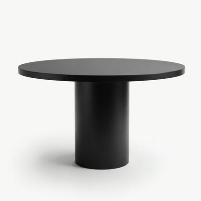 Pemberton Panelled Round Pedestal Dining Table – Black – Aurum De London