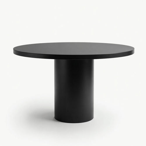 Pemberton Panelled Round Pedestal Dining Table – Black – Aurum De London