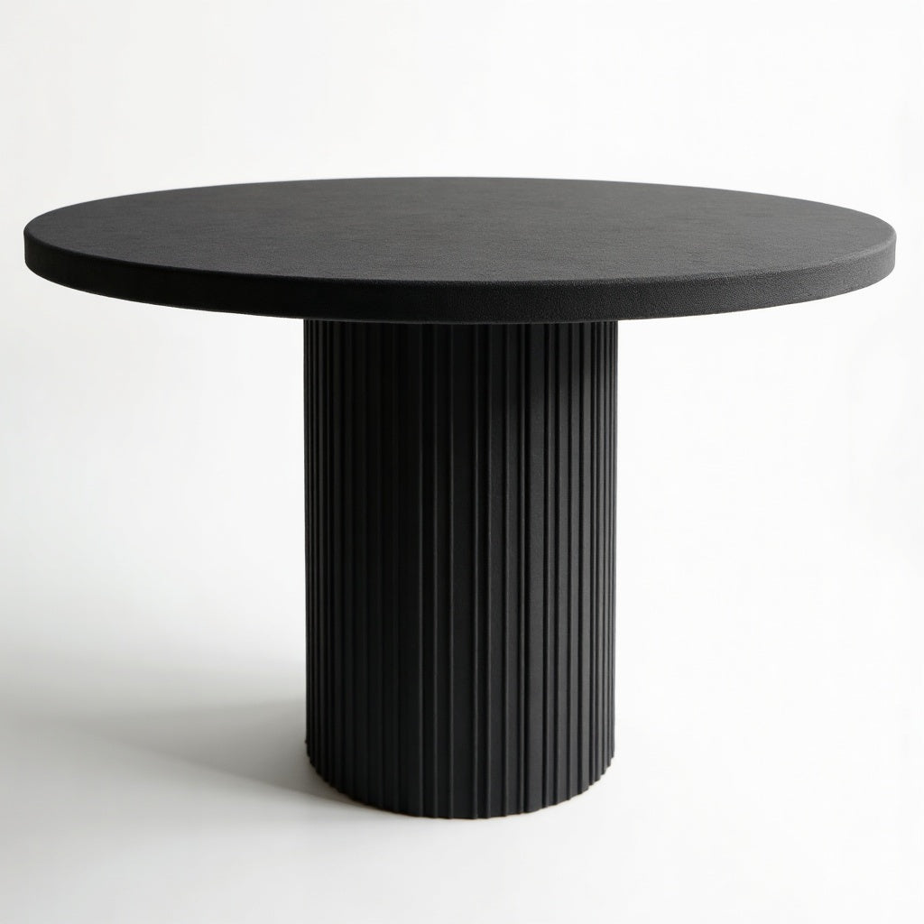 Pemberton Panelled Round Pedestal Dining Table – Black detail 2 – Aurum De London