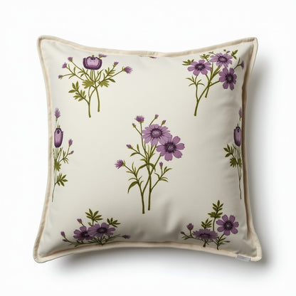 Pennington Box Pleat Cotton Cushion Cover – Purple and Green – Aurum De London