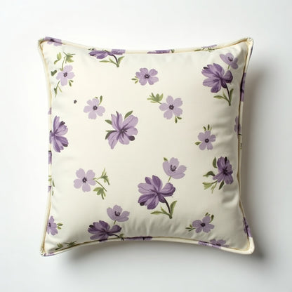 Pennington Box Pleat Cotton Cushion Cover – Purple and Green detail 2 – Aurum De London