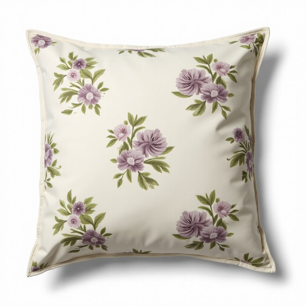 Pennington Box Pleat Cotton Cushion Cover – Purple and Green detail 3 – Aurum De London