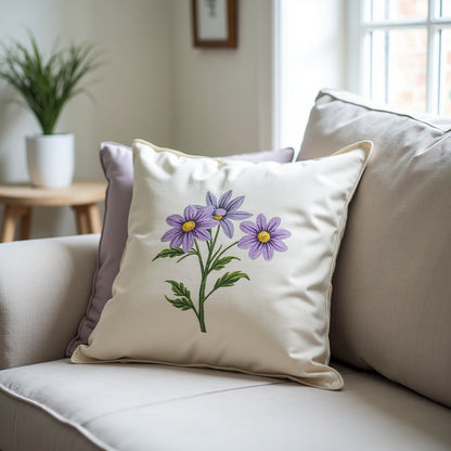 Pennington Box Pleat Cotton Cushion Cover – Purple and Green detail 5 – Aurum De London