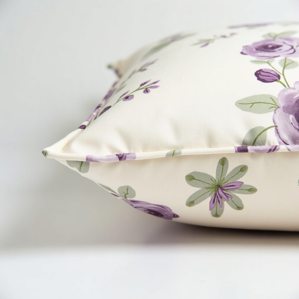 Pennington Box Pleat Cotton Sofa Cushion Cover – Purple and Green detail 2 – Aurum De London