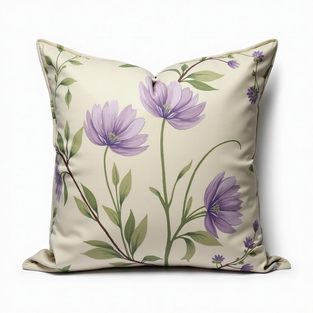 Pennington Box Pleat Cotton Sofa Cushion Cover – Purple and Green detail 3 – Aurum De London