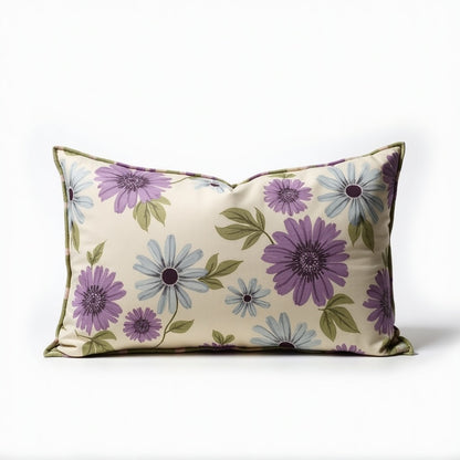 Pennington Box Pleat Cotton Sofa Cushion Cover – Purple and Green detail 4 – Aurum De London